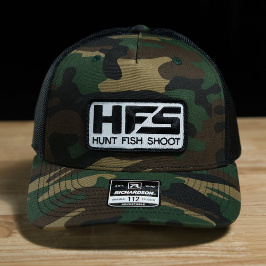 Hunt Fish Shoot Woodland Camo Snapback